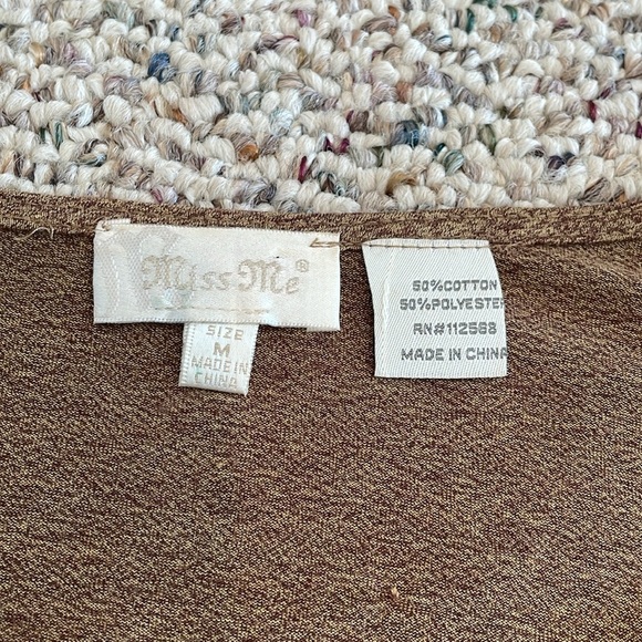 Miss Me Brown Open Shoulder Beaded Sequined Top. Medium - Picture 7 of 10